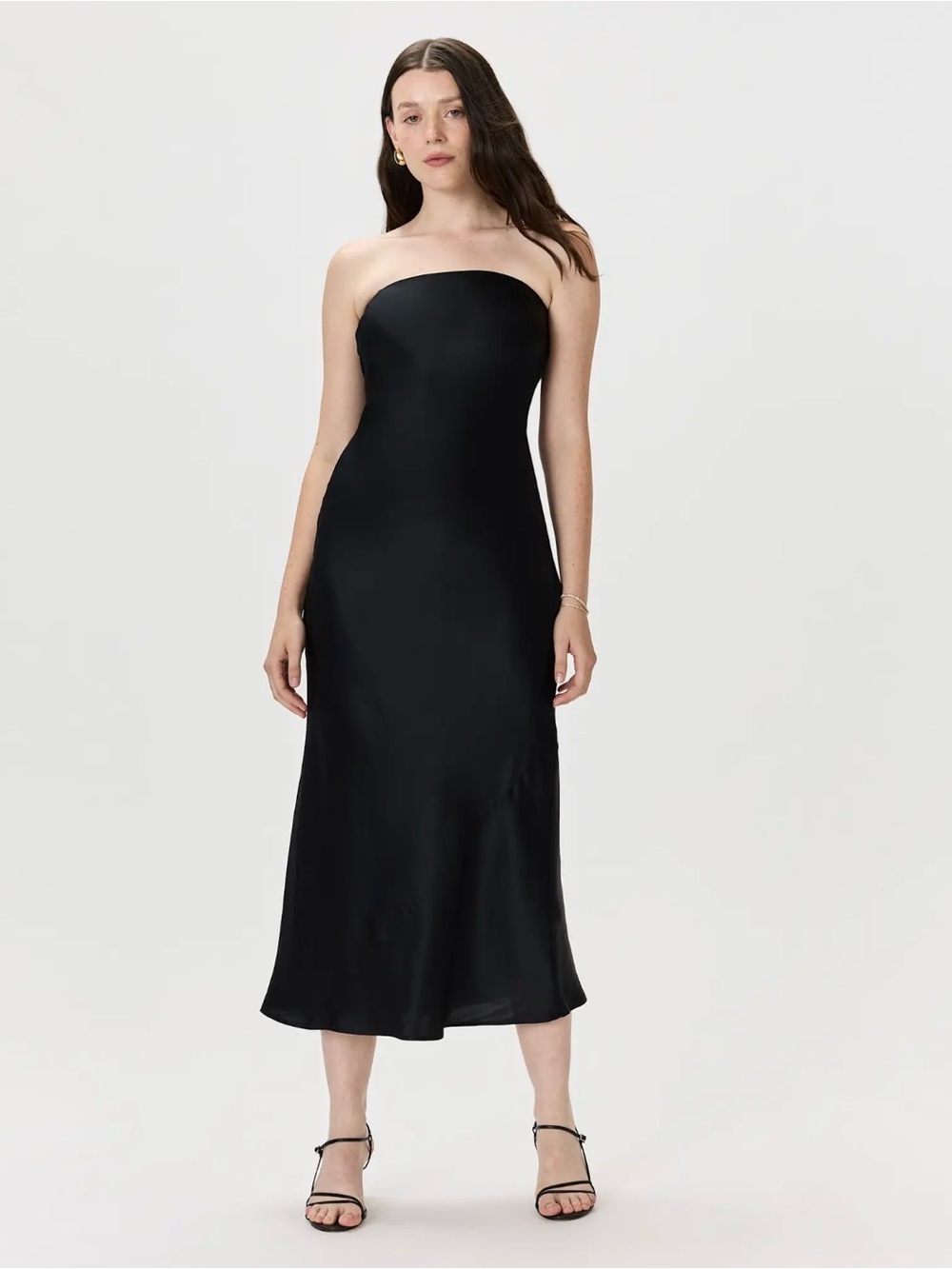 Quince 100% Washable Silk Strapless Midi Maxi Dress Black NWT S 2 4 Reformation - Picture 4 of 12